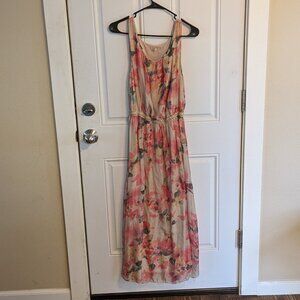Prontomoda Giusy Watercolor Floral Floor Length Silk Maxi Dress Size Medium
